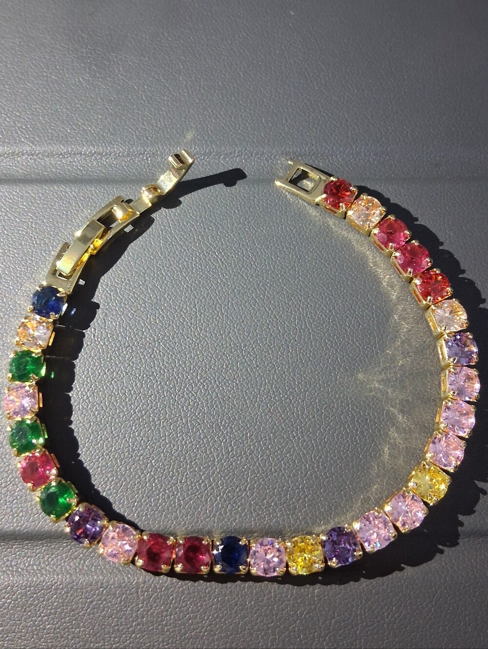 Gold-Plated Multicolor Tennis Bracelet - Picture 4 of 4
